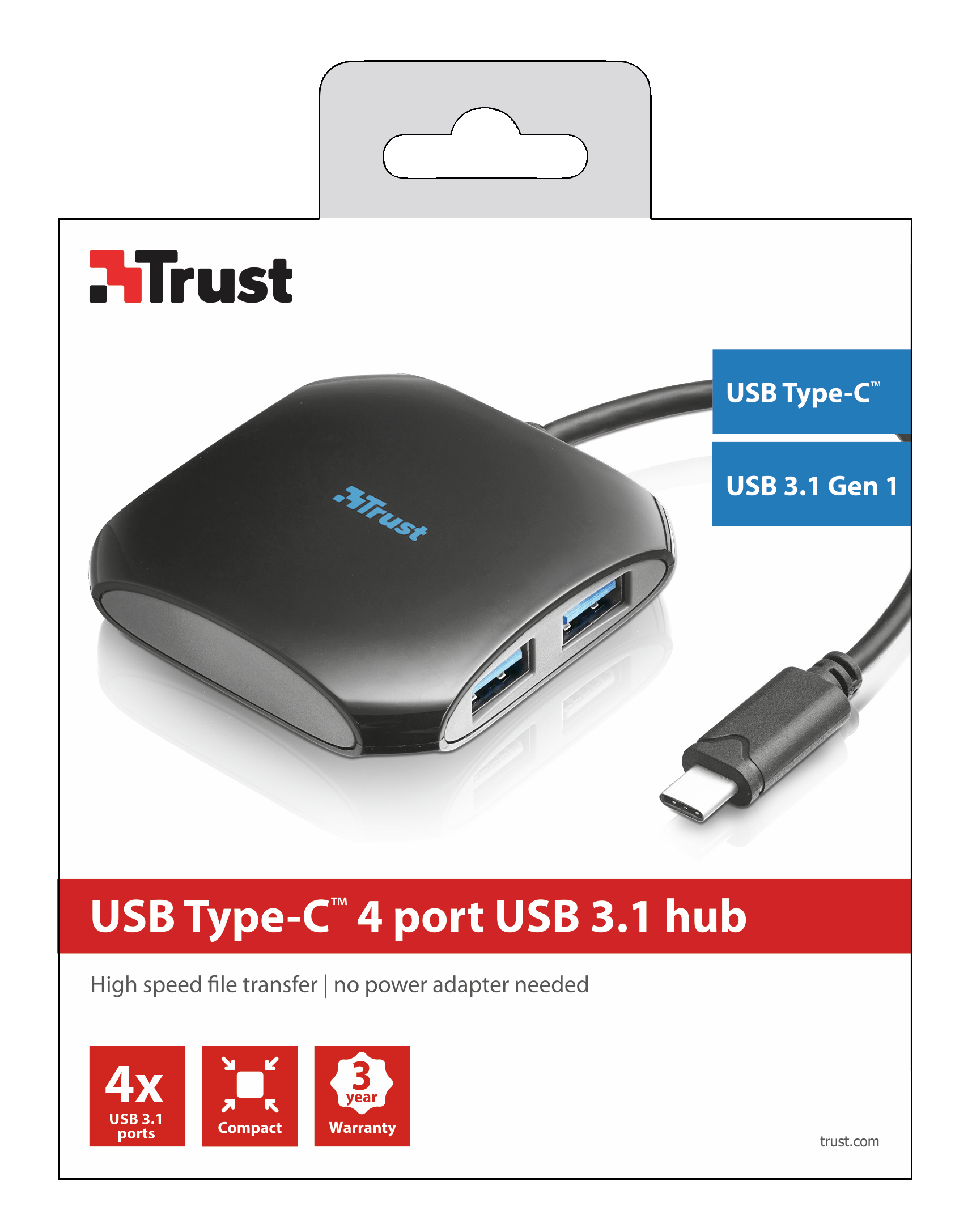 Trust 21010 interface hub USB 3.2 Gen 1 (3.1 Gen 1) Type-C Black – image 6