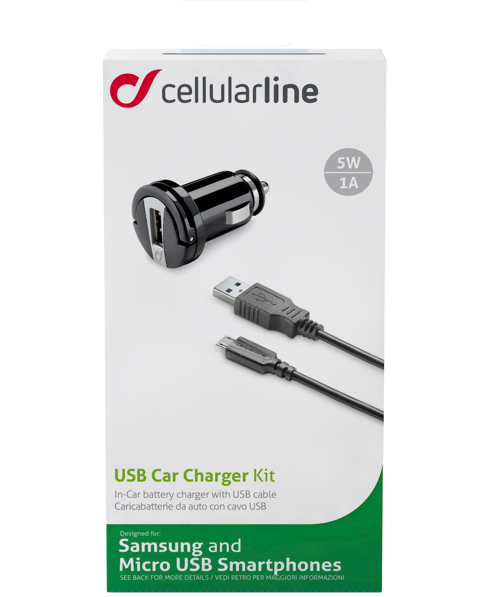 Cellularline USB Car Charger Kit 1A - Micro USB - Huawei, Xiaomi, Wiko, Asus and other smartphone – image 2