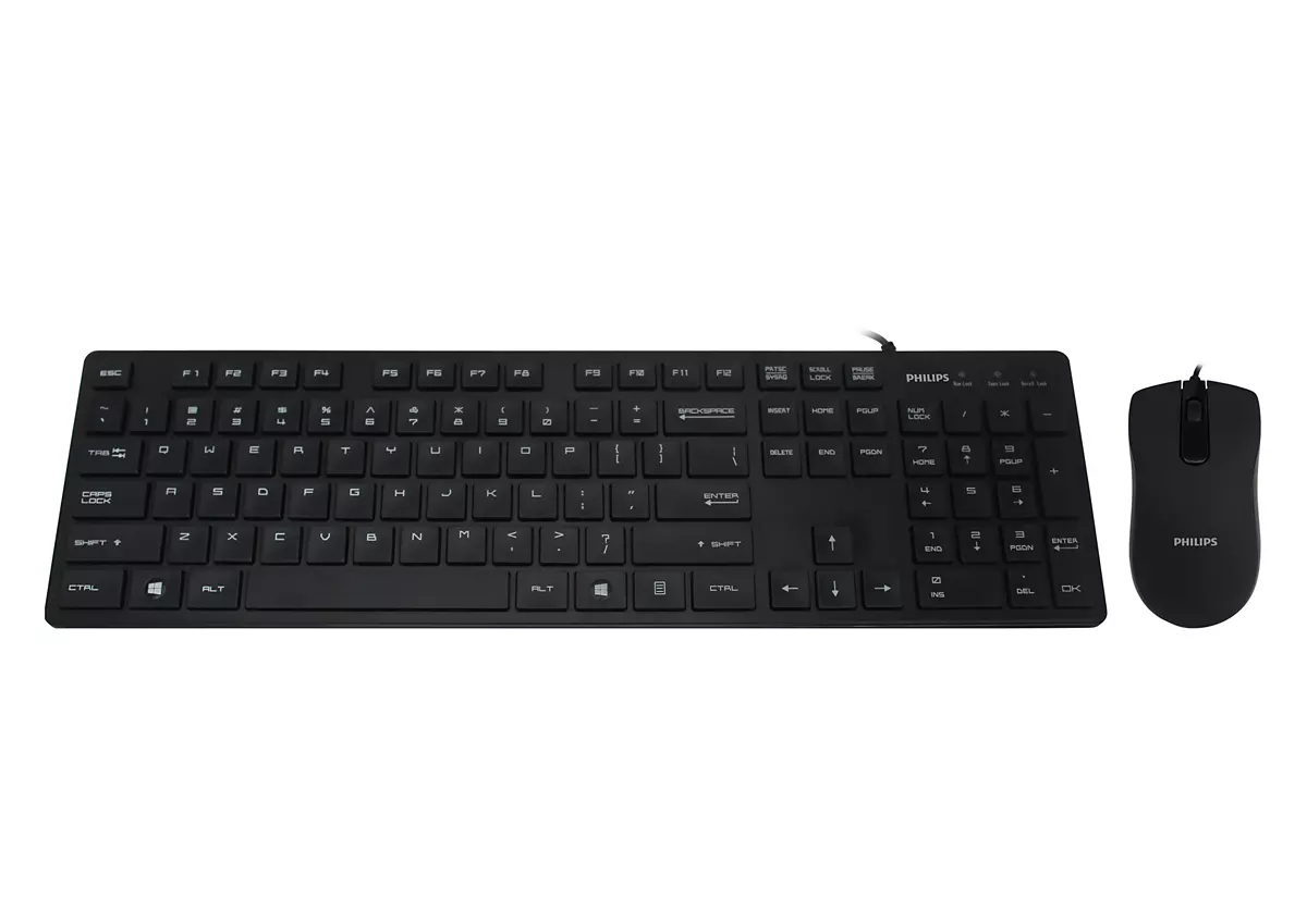 Philips 200 Series SPT6201B/93 keyboard Mouse included Universal USB Black