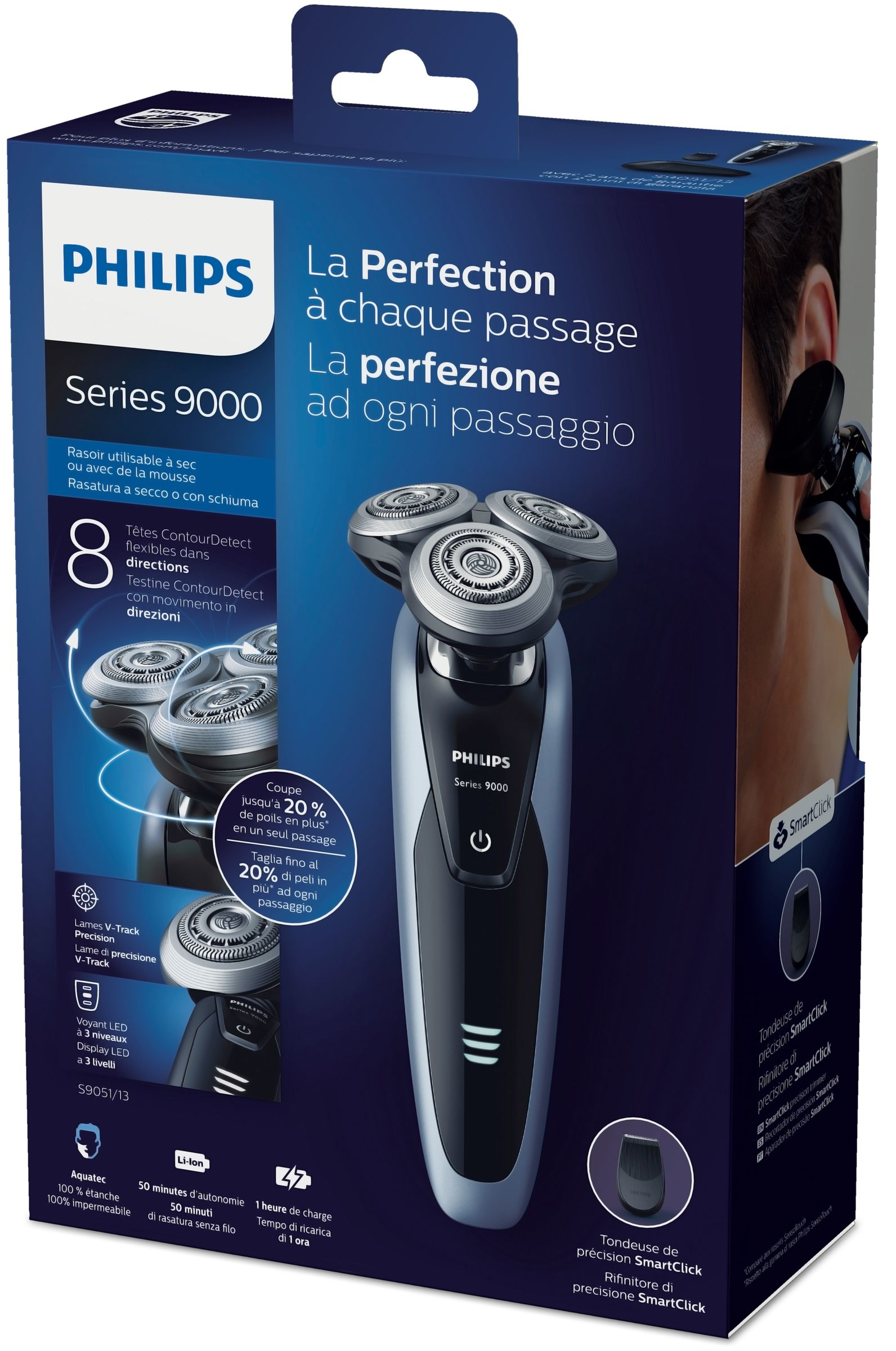 Philips SHAVER Series 9000 S9051/26 men's shaver Rotation shaver Trimmer Black, Blue – image 2