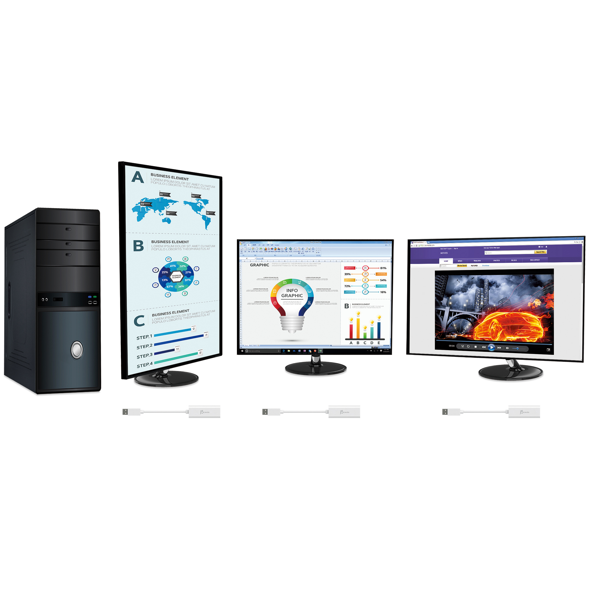 j5create JUA254 USB 3.0 HDMI Multi-Monitor Adapter – image 5