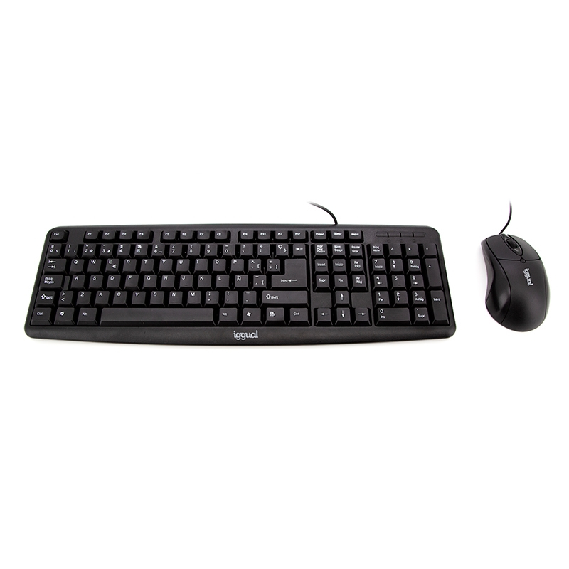 iggual COM-CK-BASIC keyboard Mouse included Universal USB QWERTY Spanish Black