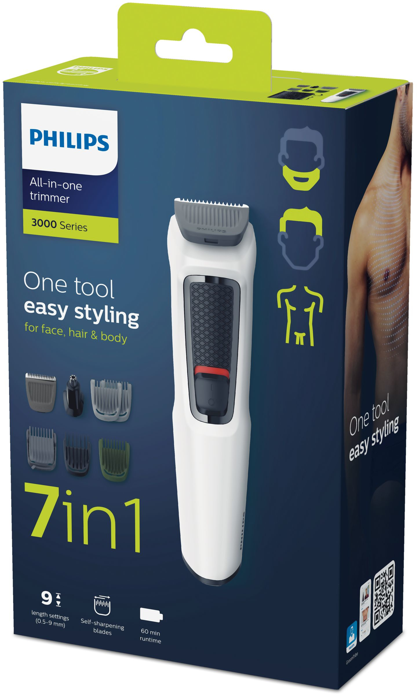 Philips MULTIGROOM Series 3000 MG3721/65 hair trimmers/clipper Black, White Nickel-Metal Hydride (NiMH) – image 2
