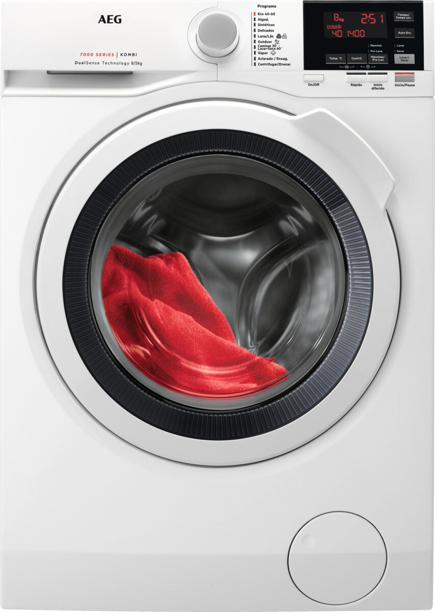 Lavadora secadora - AEG L7WBG851, 8 kg + 5 kg, 1600 rpm, ProSense, Función Vapor, Blanco