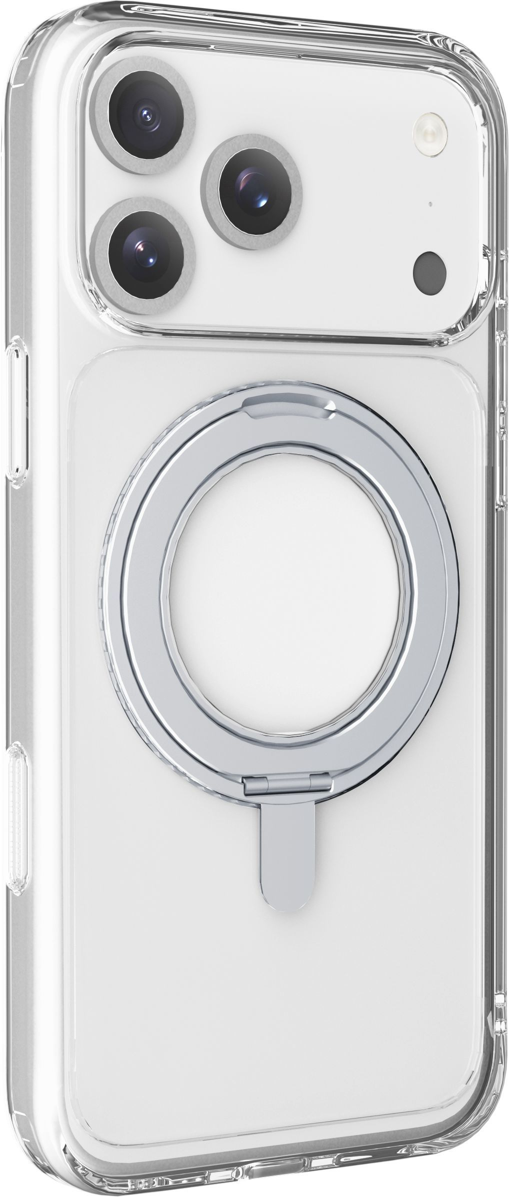 Funda móvil - CellularLine SPIN MAG, Para iPhone 17 Pro Max, Con soporte de anillo giratorio, Compatible con el ecosistema Magsafe, Transparente