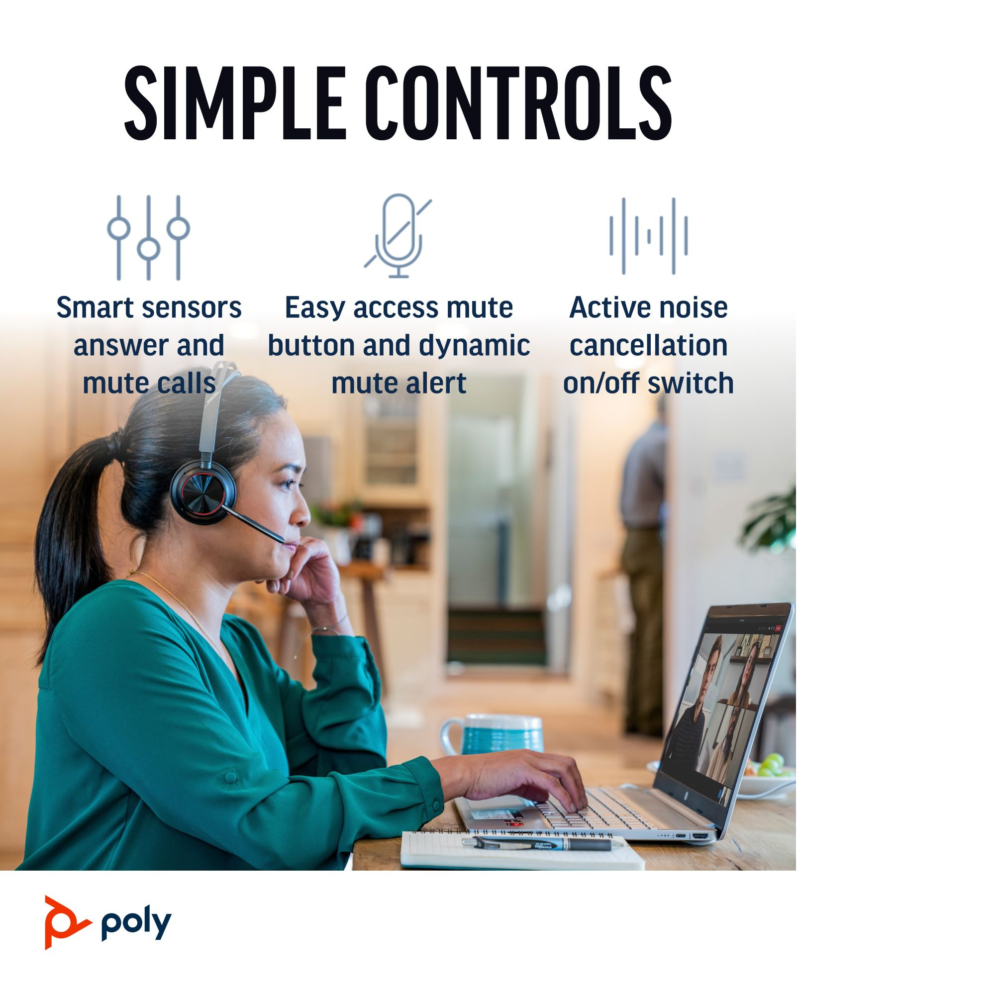 HP Poly Voyager Focus 2 Microsoft Teams Certified USB-A Headset – image 5