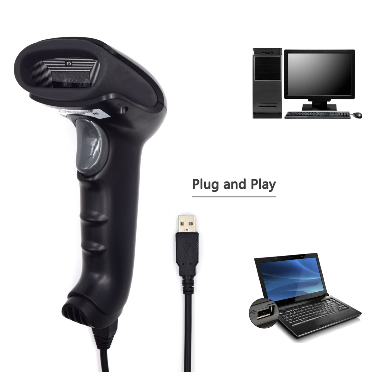 Ewent EW3420 barcode reader Handheld bar code reader 1D CCD Black – image 4