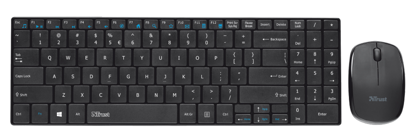 Trust 18812 keyboard Mouse included Universal RF Wireless Turkish Black – image 4