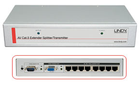 Lindy CAT5e/6 8 Port VGA & Audio Transmitter, 250m