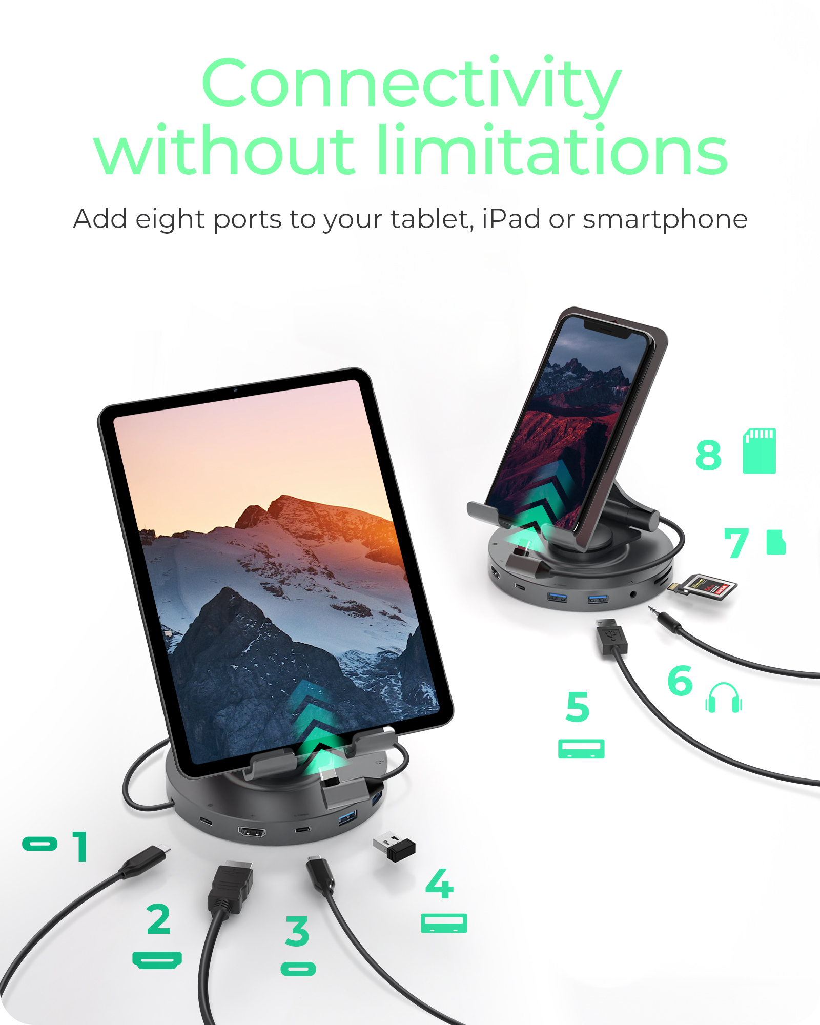 ICY BOX Swivel stand for tablet and smartphone with DockingStation – image 2