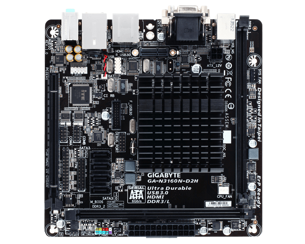 GIGABYTE GA-N3160N-D2H motherboard BGA 1170 mini ITX