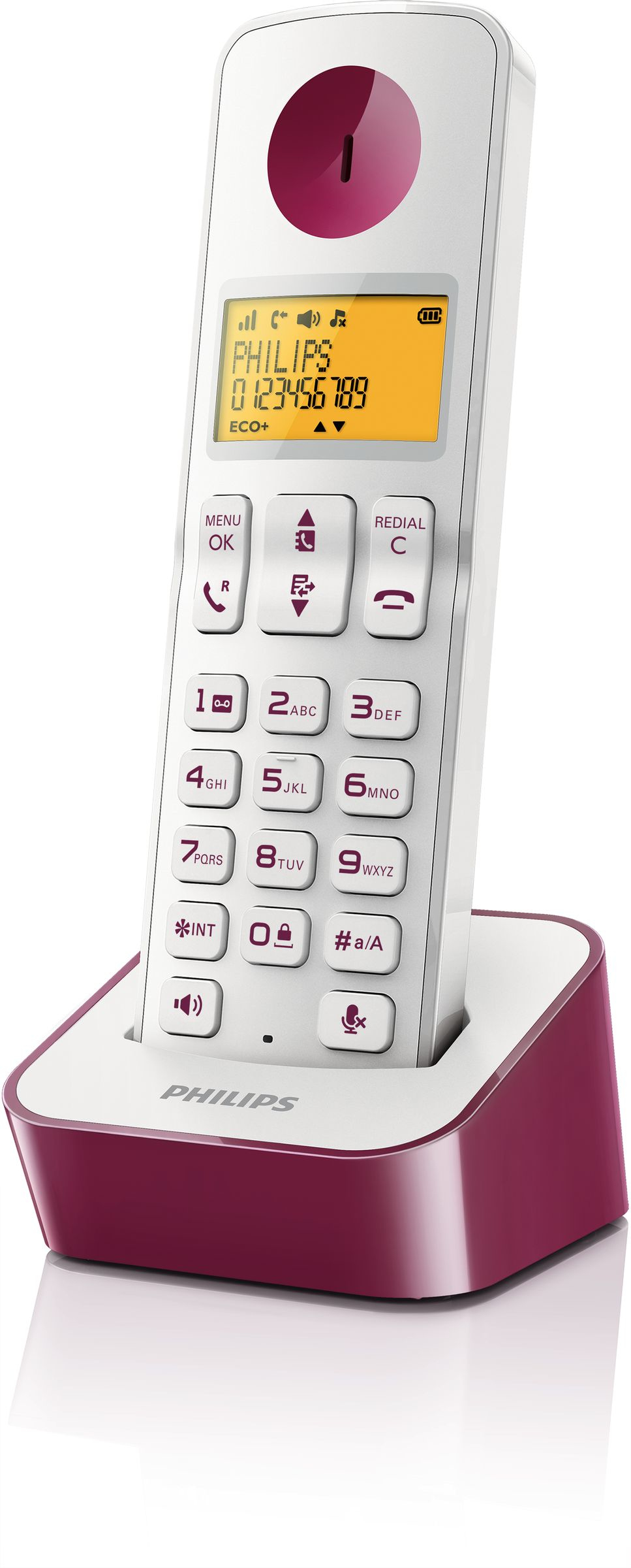 Philips D2101WP/22 telephone DECT telephone Caller ID Purple, White