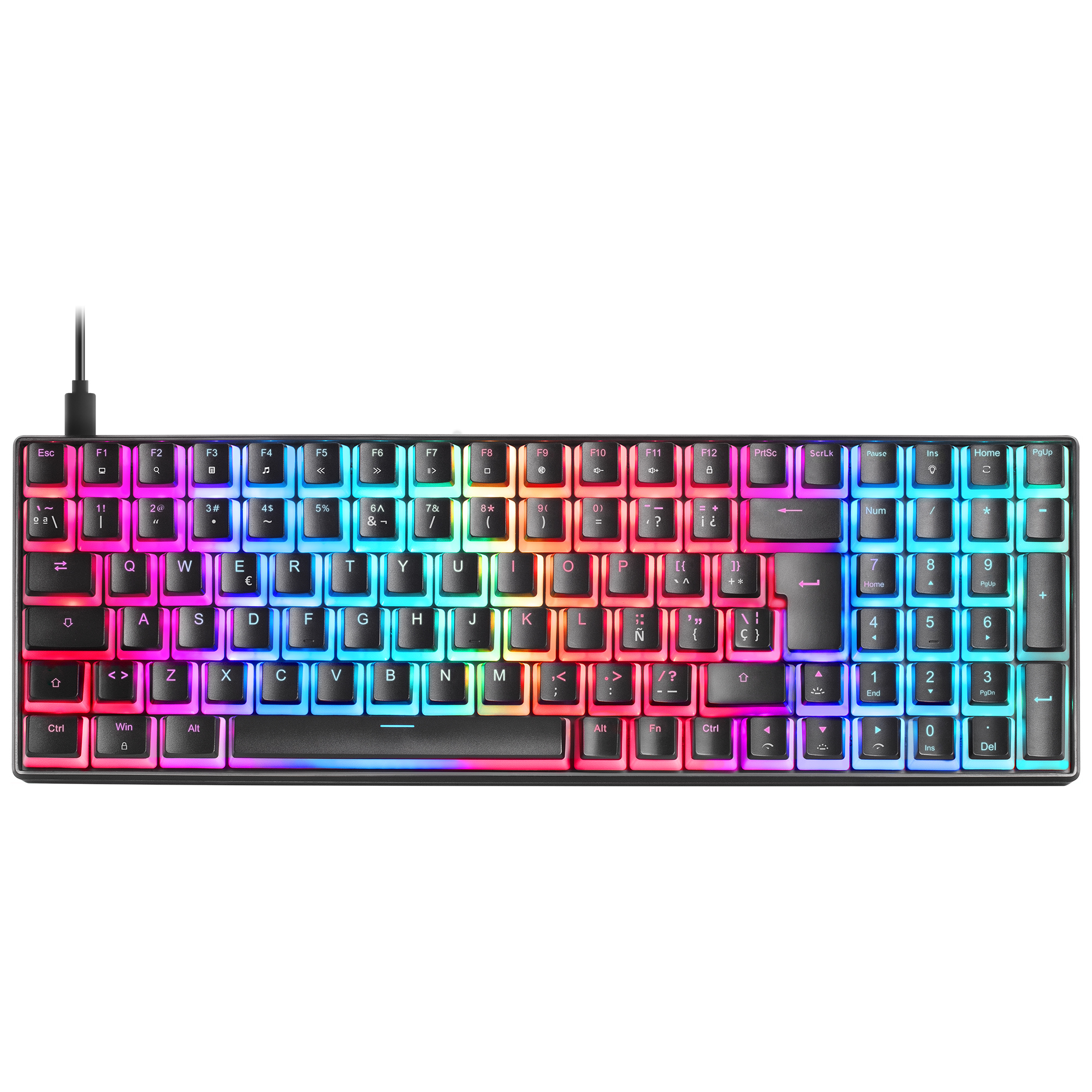 Mars Gaming MKULTRA Mechanical Keyboard Black RGB Compact 96% Switch Outemu SQ Blue Spanish