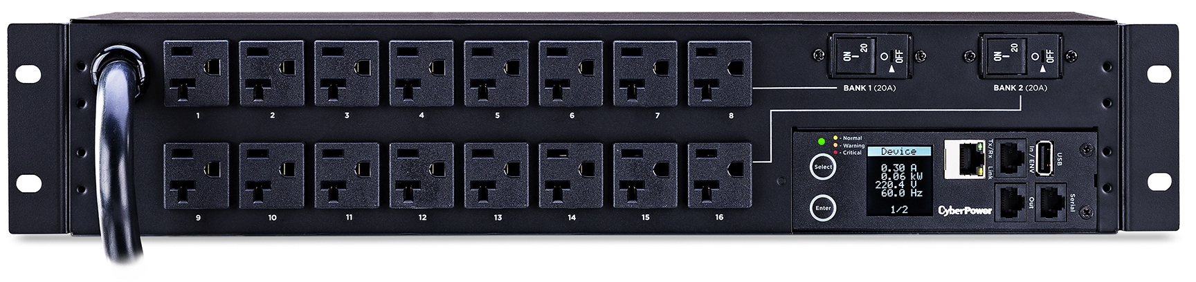 CyberPower PDU31003 power distribution unit (PDU) 16 AC outlet(s) 2U Black – image 1