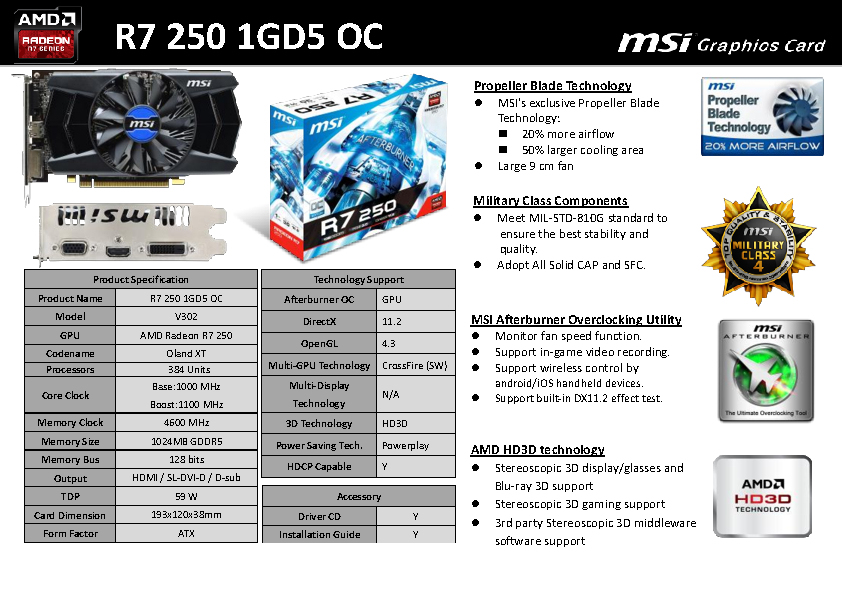 MSI V302-001R graphics card AMD Radeon R7 250 – image 8