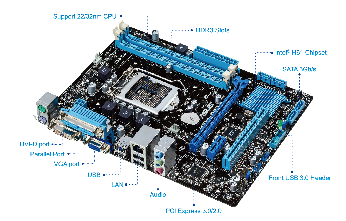 ASUS H61M-PRO Intel® H61 LGA 1155 (Socket H2) micro ATX – image 4