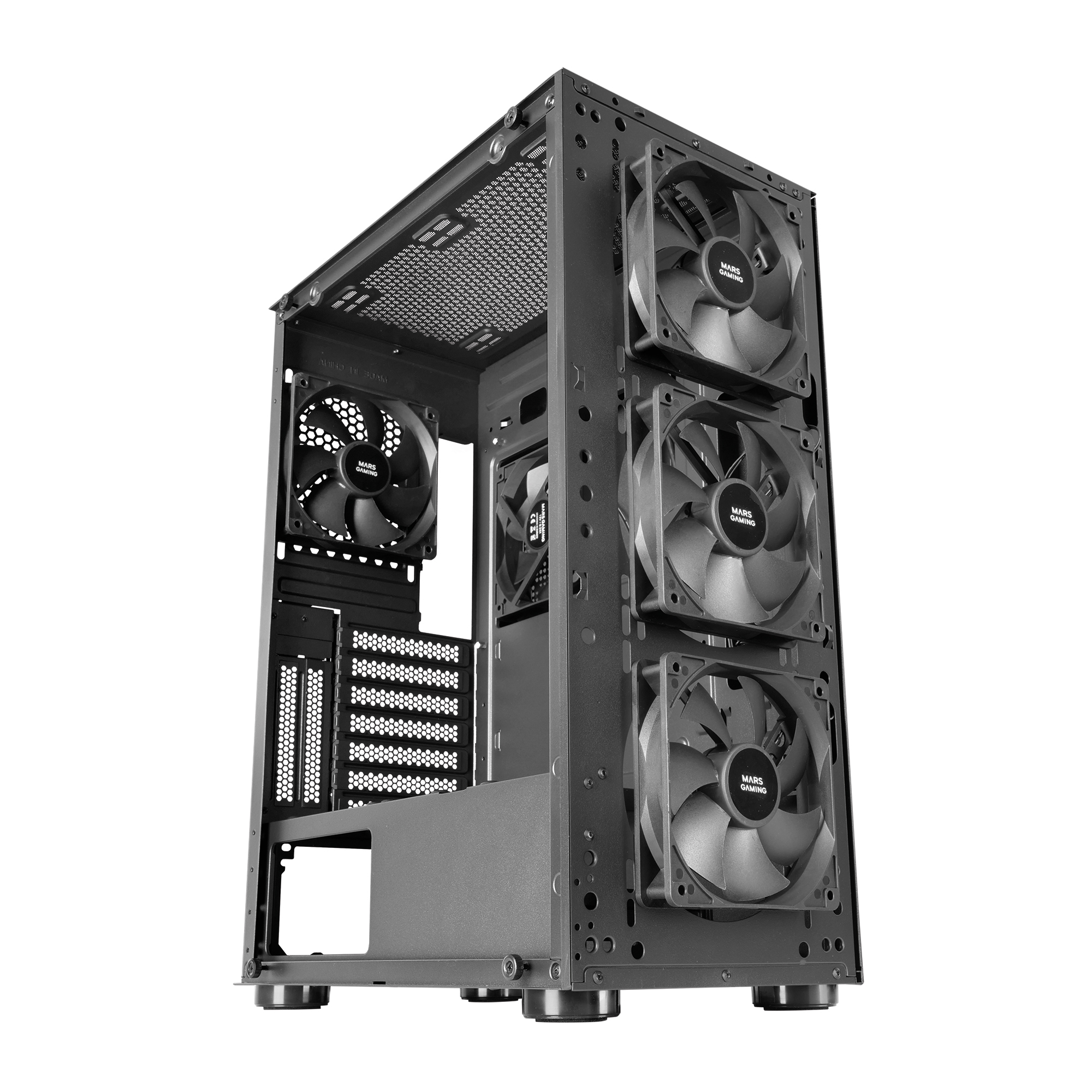 Mars Gaming MC-PRO2 Professional E-ATX Tower FREEZER CPU System 5 Ultra-quiet Fans and Metal-Mesh Front Black – image 2