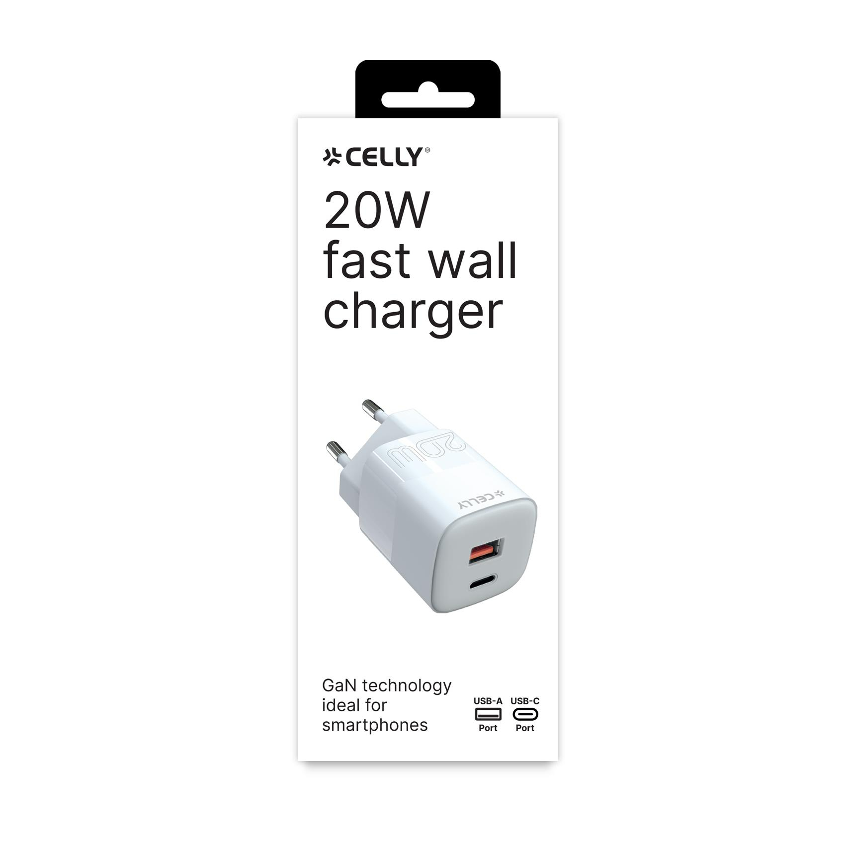 Celly TC2USBUSBC20EVO mobile device charger Universal White AC Fast charging Indoor – image 2
