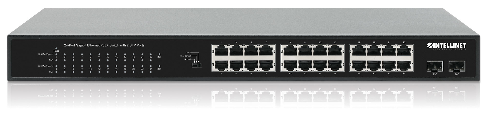 Intellinet 24-Port Gigabit Ethernet PoE+ Switch with 2 SFP Ports IEEE 802.3at/af (PoE+/PoE) Compliant, PoE Power Budget of – image 5