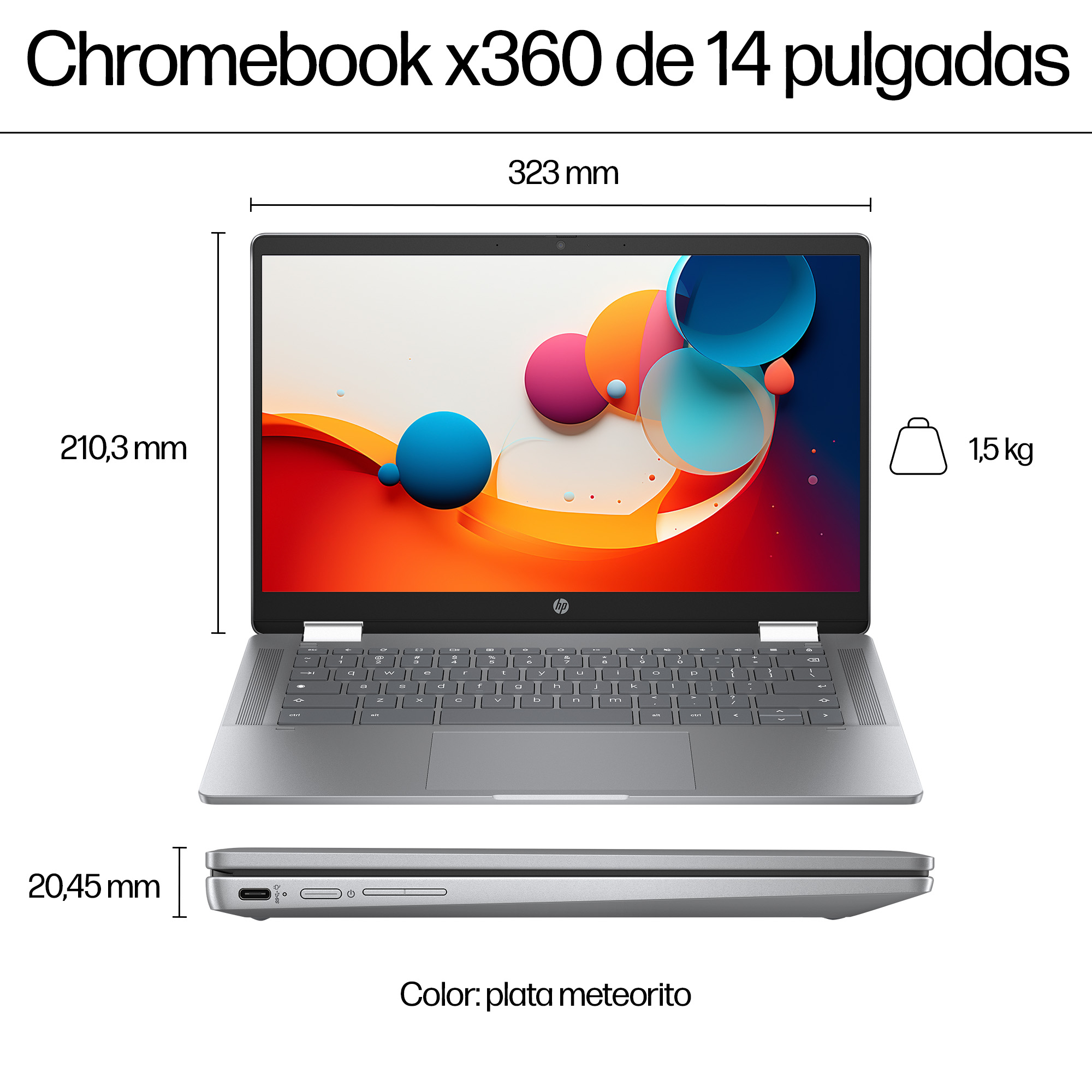 Portátil - HP Chromebook Plus x360 14b-cd0001ns, 14" Full HD, Intel® Core™ i3-N305, 8GB RAM, 256GB UFS, Gráficos UHD, Google Chrome OS - imagen 7