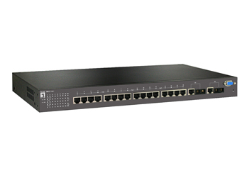 LevelOne 16 x 802.3af PoE + 2 GE TX/1000LX Combo Managed Switch -40 ~ 75C