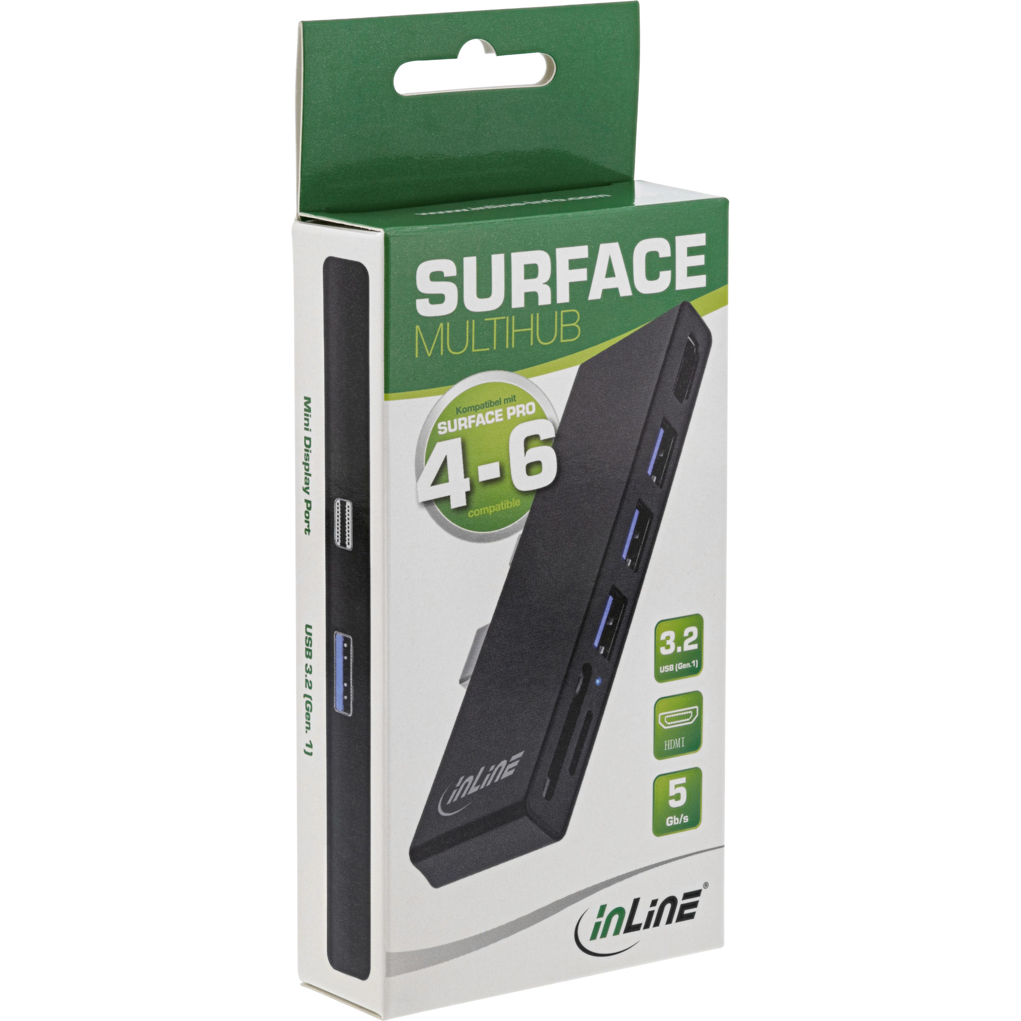 InLine MultiHub, Surface Pro 4/5/6, 3x USB-A 3.2 female, HDMI 4K, Cardreader – image 8