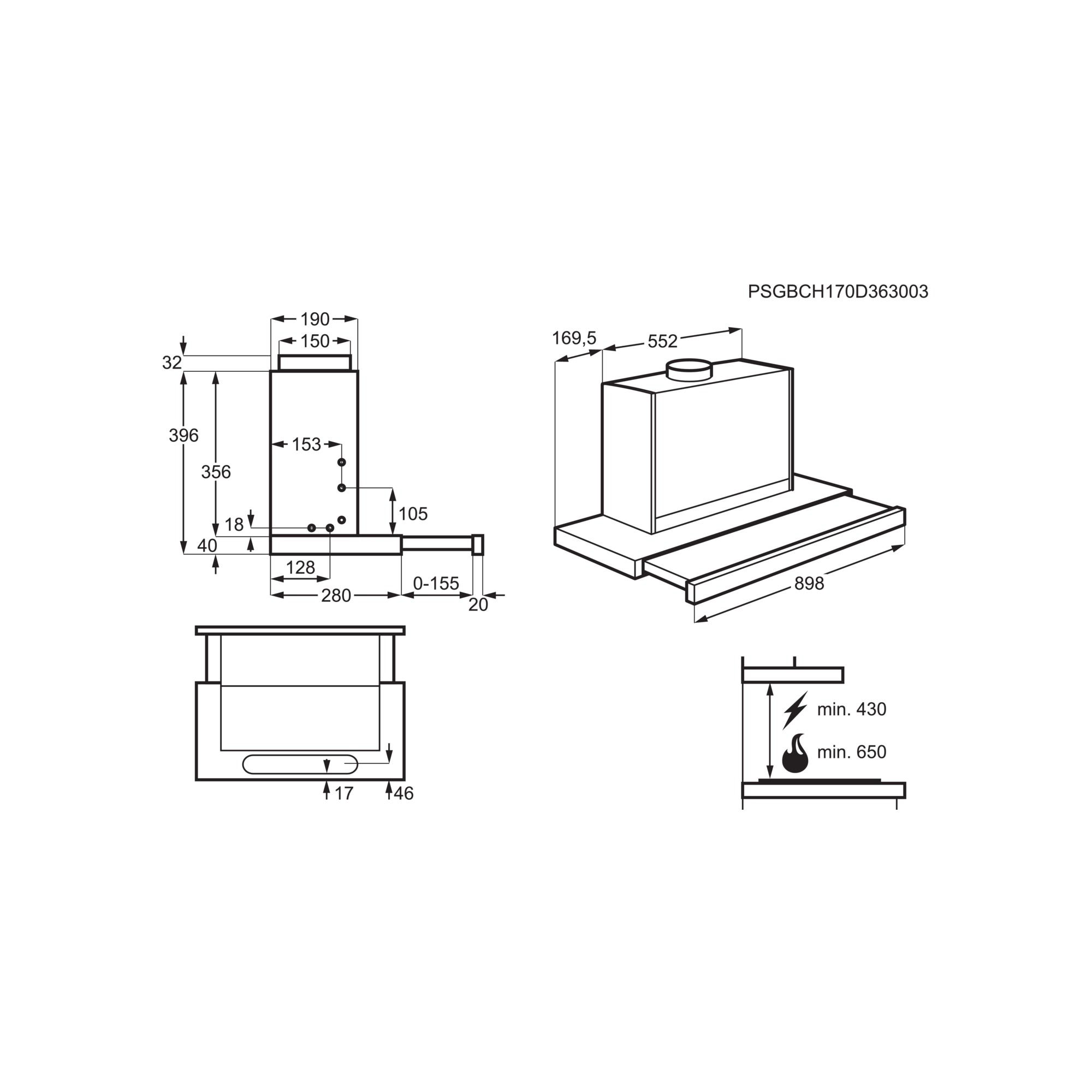Electrolux LFP229X cooker hood Semi built-in (pull out) Stainless steel 368 m³/h – image 2