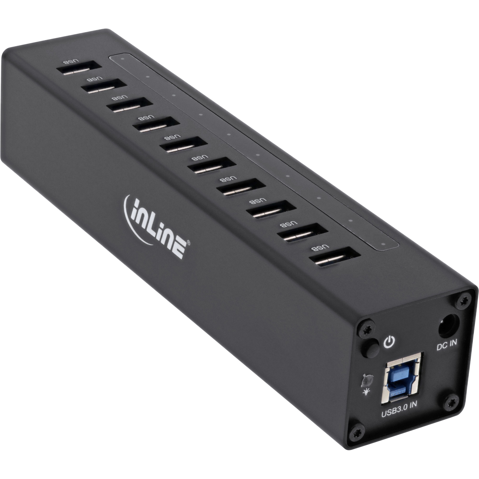 InLine USB 3.0 10 Port Hub Aluminium Case with 4A Power Supply, black – image 2