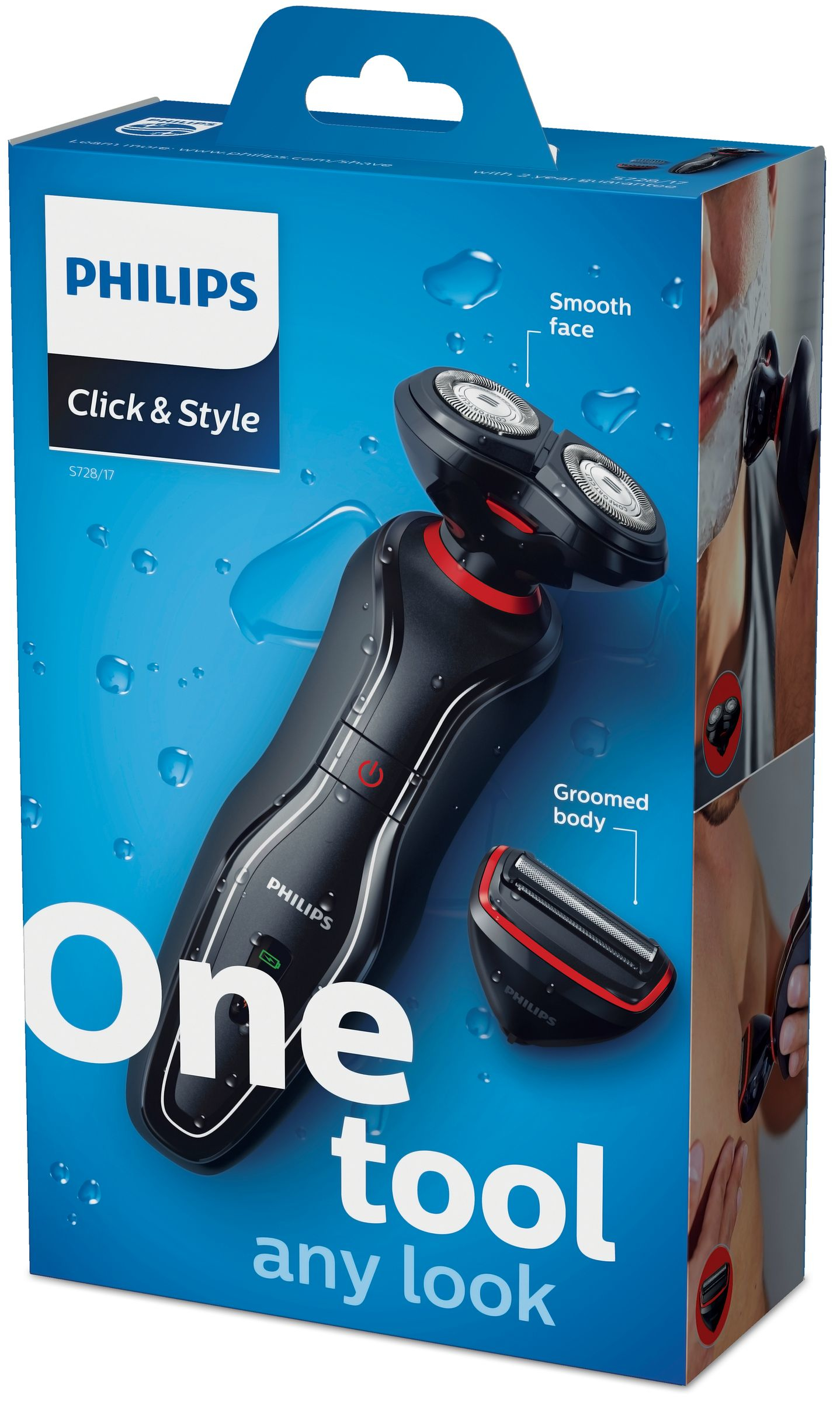 Philips Click & Style S728/17 men's shaver Rotation shaver Black, Red – image 2