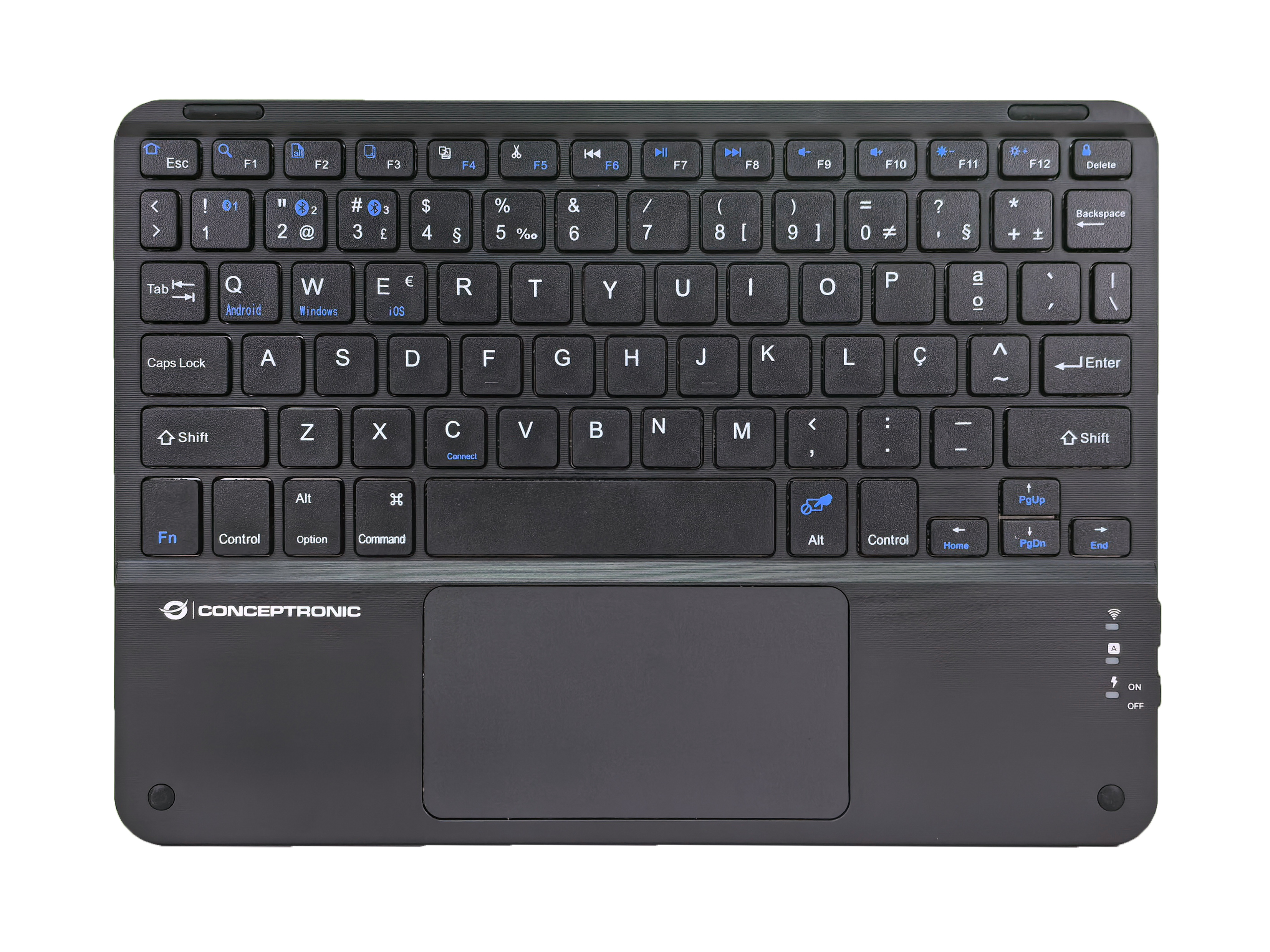 Conceptronic TOBIN01BPT tastiera Universale Bluetooth QWERTY Portoghese Nero