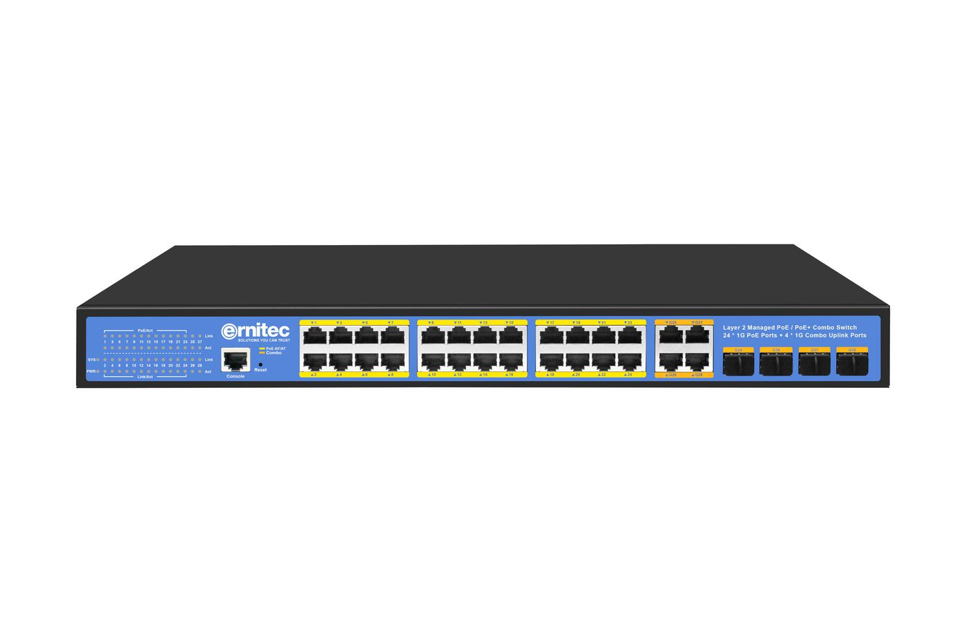 Ernitec ELECTRA-M224-1GB-370W network switch Managed L2/L2+ Gigabit Ethernet (10/100/1000) Power over Ethernet (PoE) – image 1