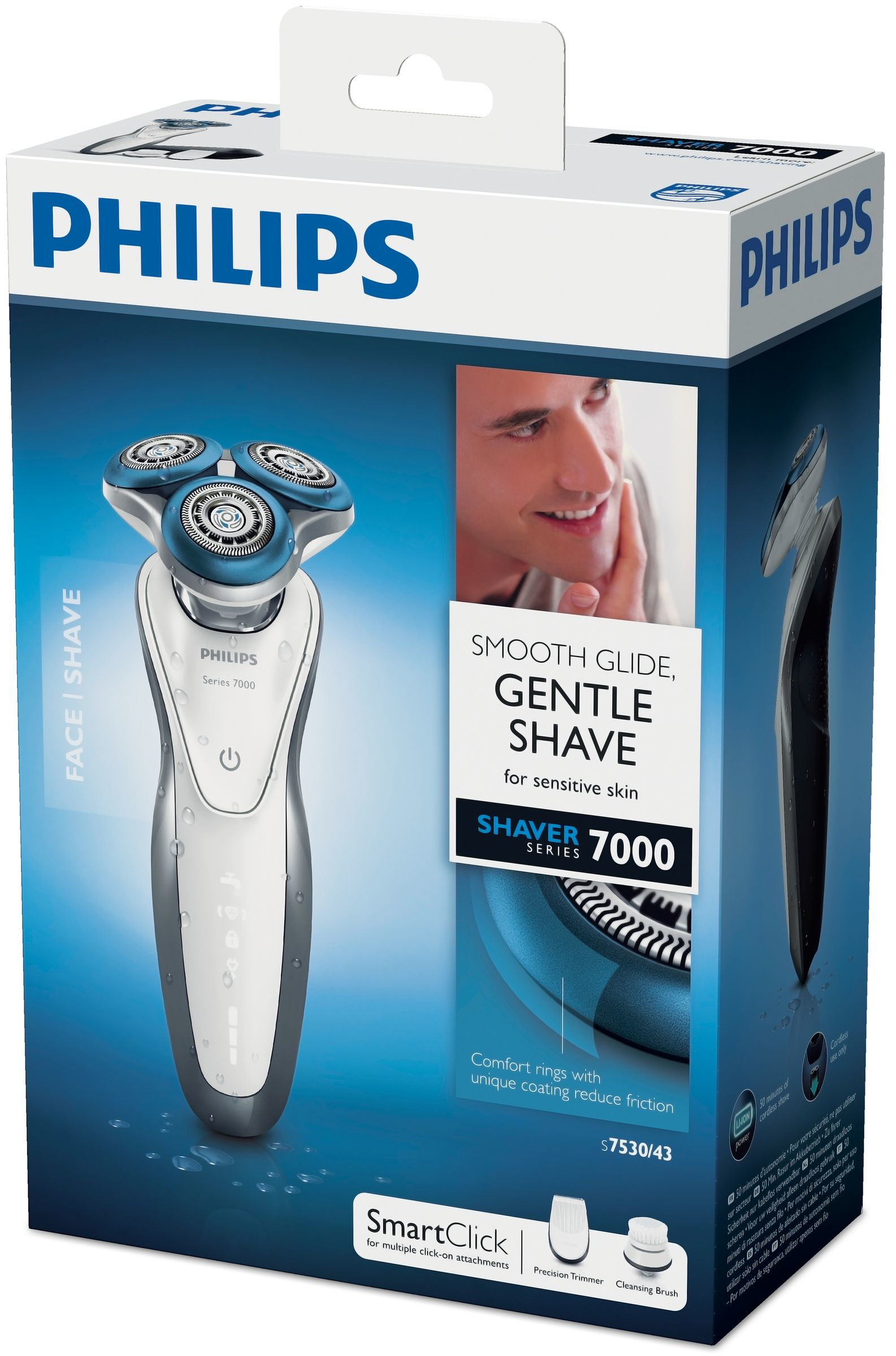 Philips SHAVER Series 7000 S7530/43 men's shaver Rotation shaver Trimmer Silver, White – image 3
