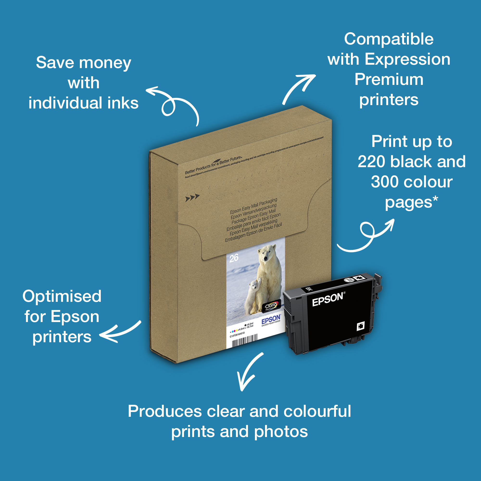 Epson Polar bear 26 Claria Premium Multipack 4-colours EasyMail Ink – image 1