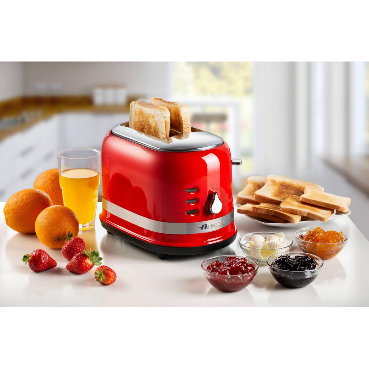 Ariete 149 Toaster for 2 slices of bread - Automatic Ejection - Defrost - 6 Degrees of Browning - 800 Watt - Modern Line - Red – image 2