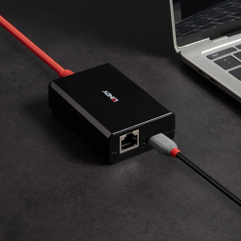 Lindy 73474 séparateur voix-données Connexion Ethernet, supportant l'alimentation via ce port (PoE) Noir