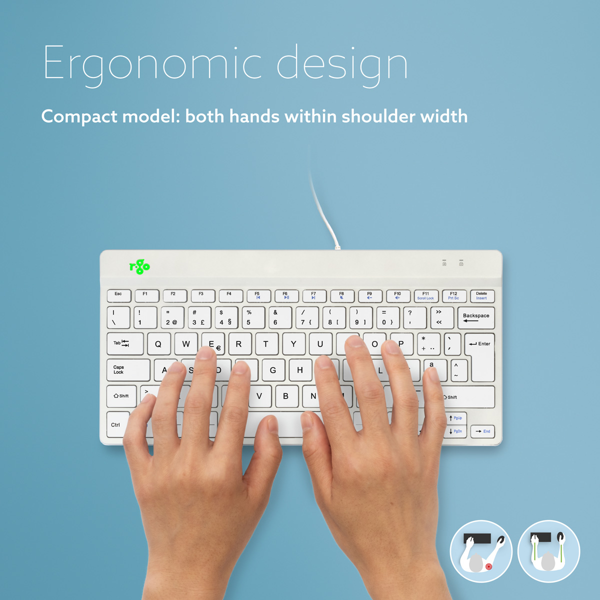 R-Go Tools Ergonomic keyboard R-Go Compact Break, compact keyboard with break software, QWERTY (PT), wired, white – image 8