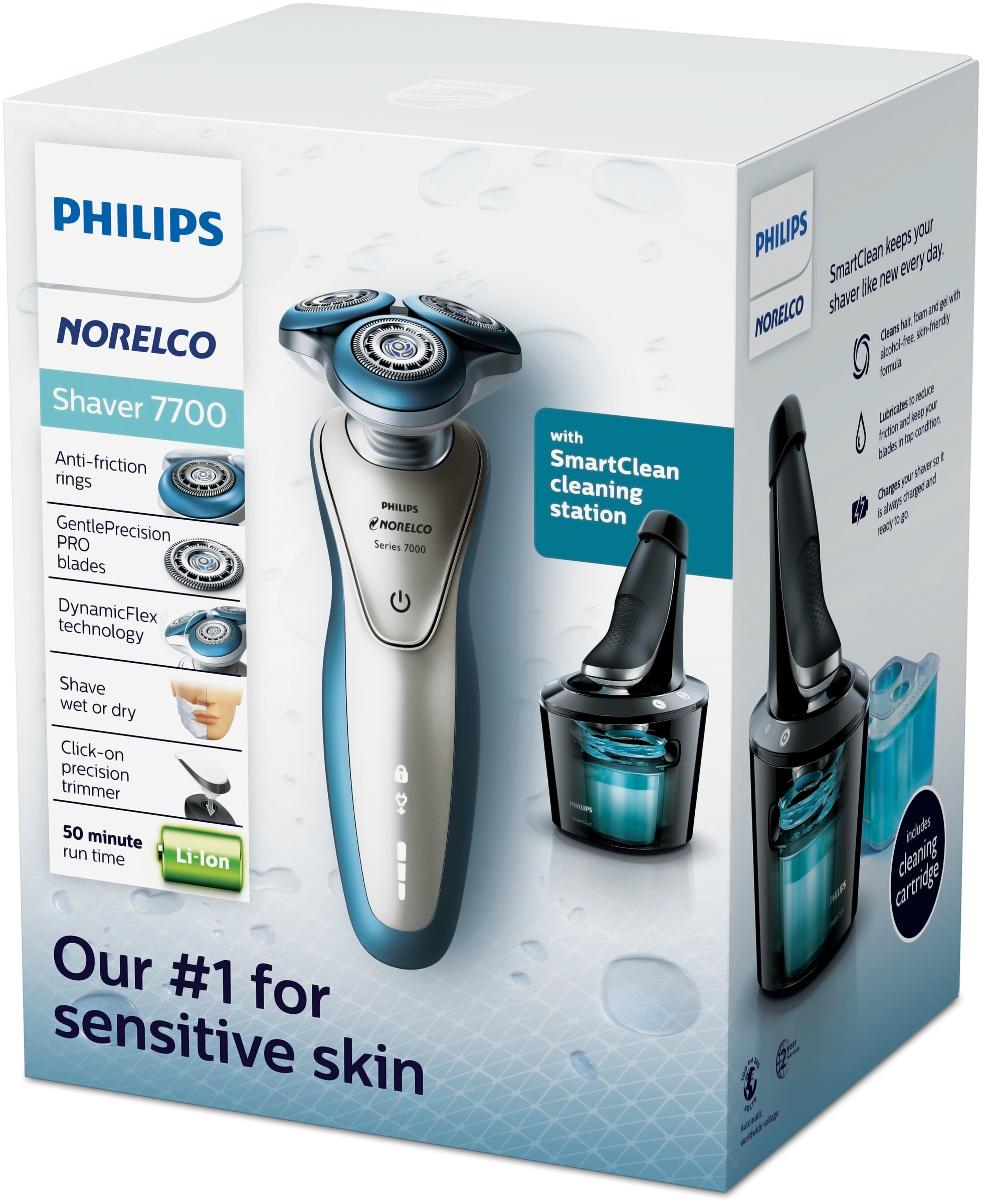 Philips Norelco Shaver 7700 S7740/84 men's shaver Rotation shaver Trimmer Black, Blue, Silver – image 2