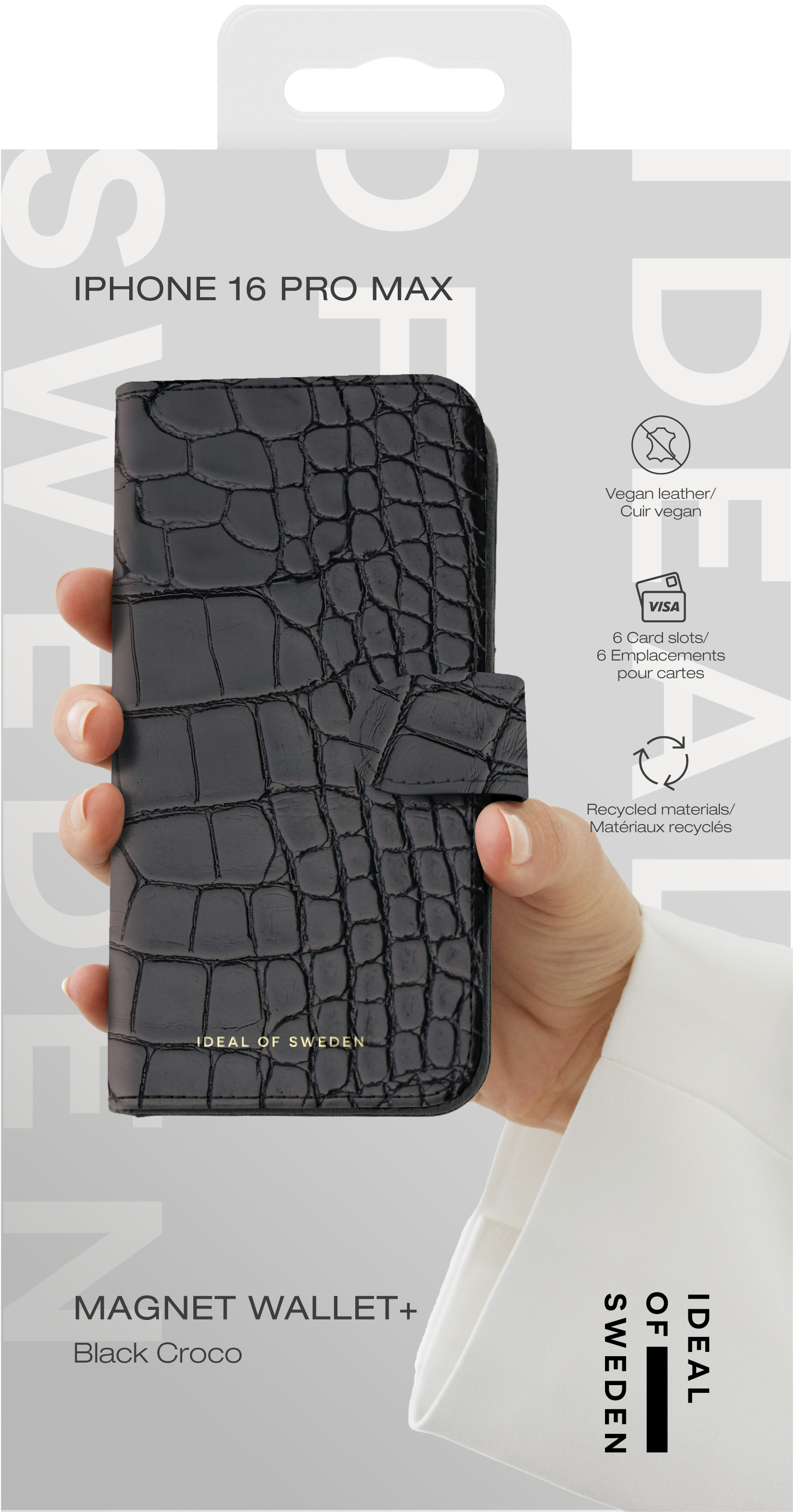 iDeal of Sweden Magnet Wallet+ iPhone 16 Pro Max Black Croco – image 5