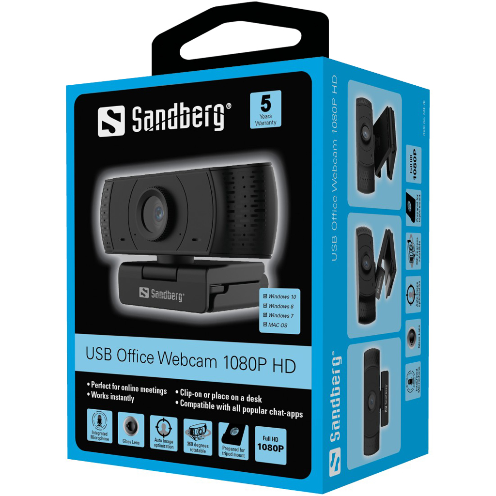 Sandberg USB Office Webcam 1080P HD – image 5