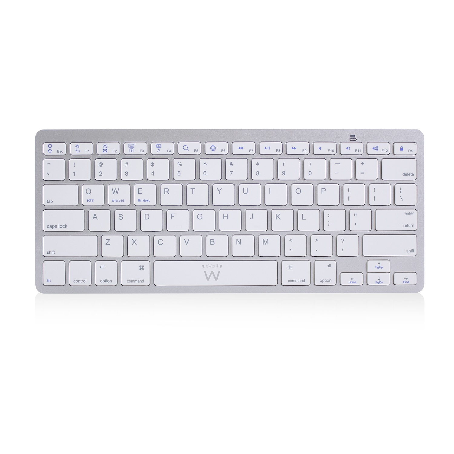 Ewent EW3161 keyboard Office Bluetooth QWERTY Spanish Silver, White