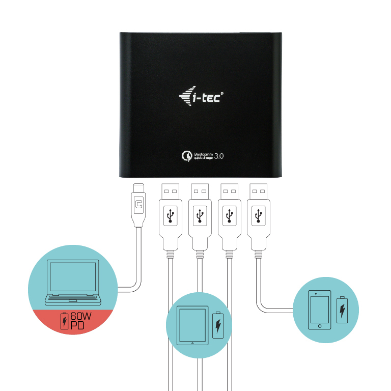 i-tec Universal Charger USB-C Power Delivery + 4x USB-A QC 3.0 – image 3