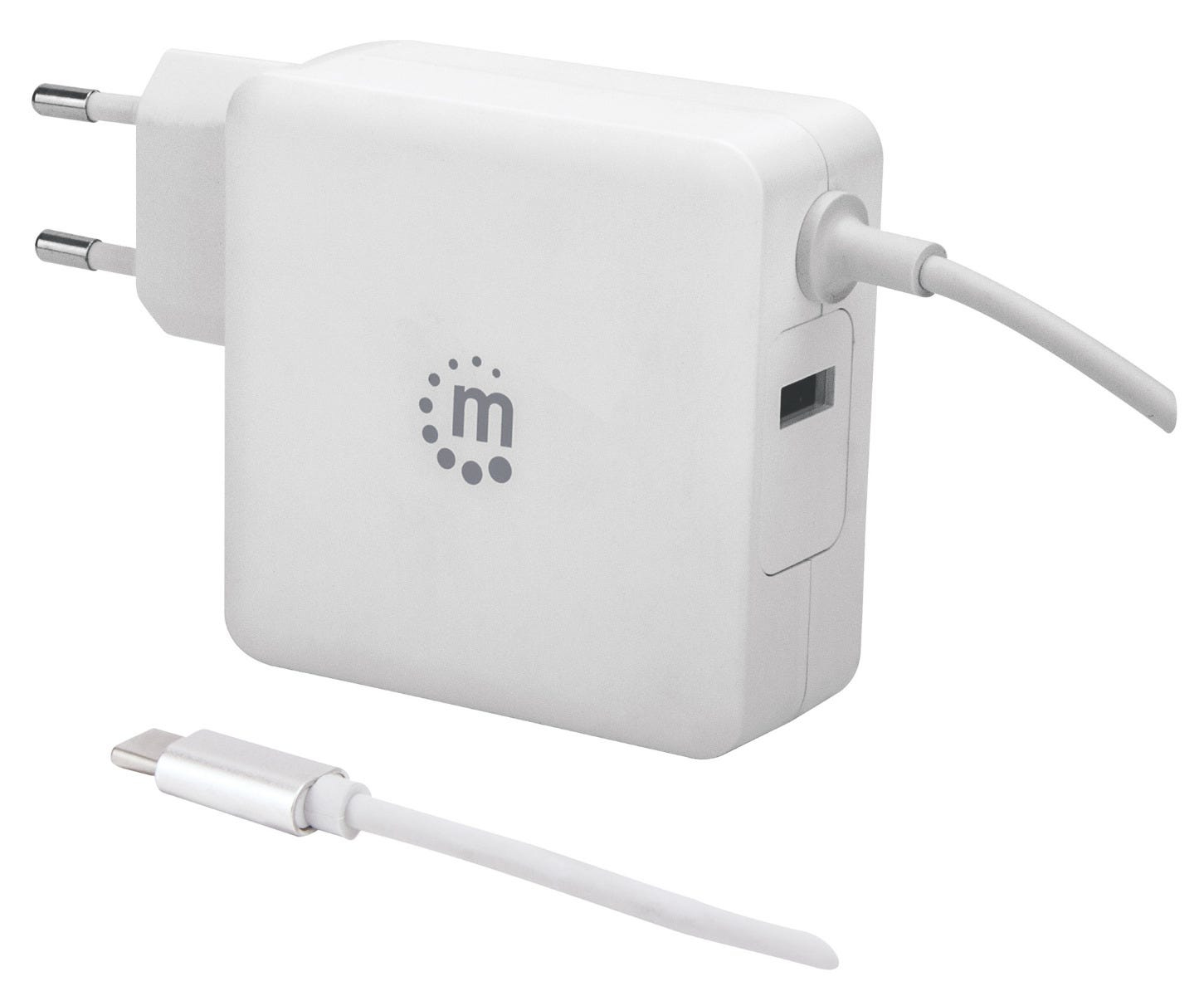 Manhattan Wall/Power Mobile Device Charger (Euro 2-pin), USB-C and USB-A ports, USB-C Output: – image 2