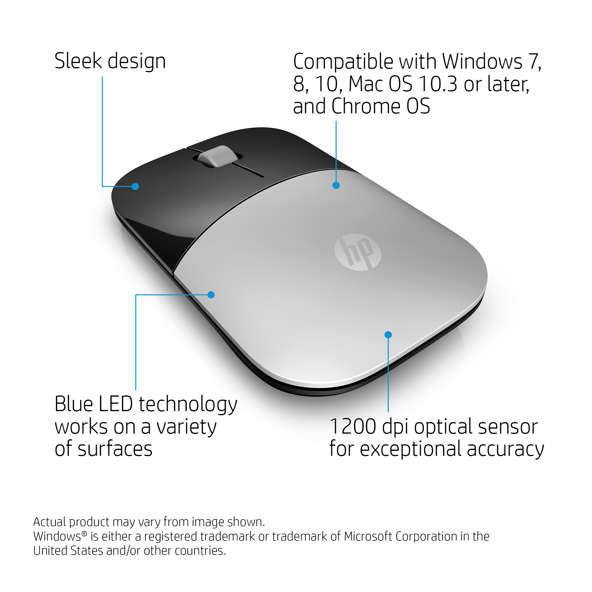HP Z3700 Silver Wireless Mouse – image 5