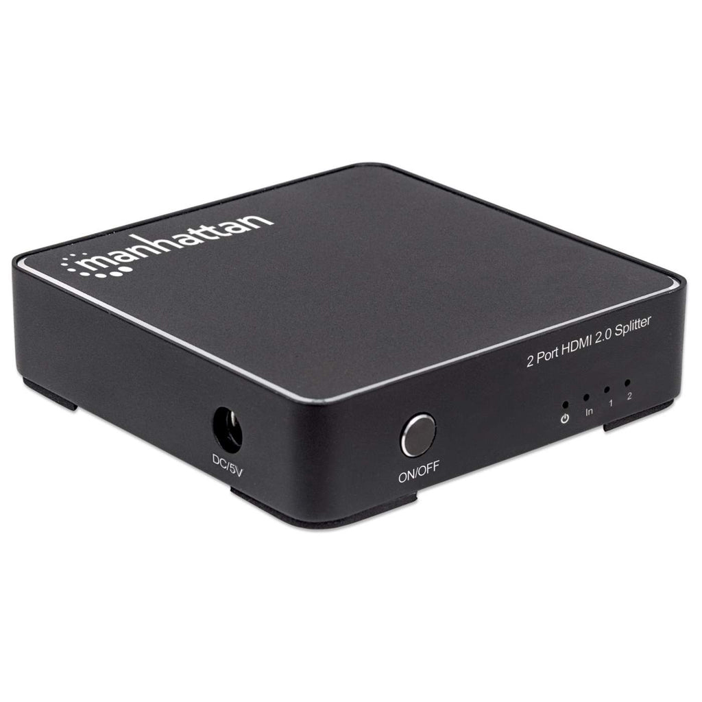 Manhattan HDMI Splitter 2-Port , 4K@60Hz, Displays output from x1 HDMI source to x2 HD displays (same output to both displays), AC Powered (cable 1.2m), Black, – image 2