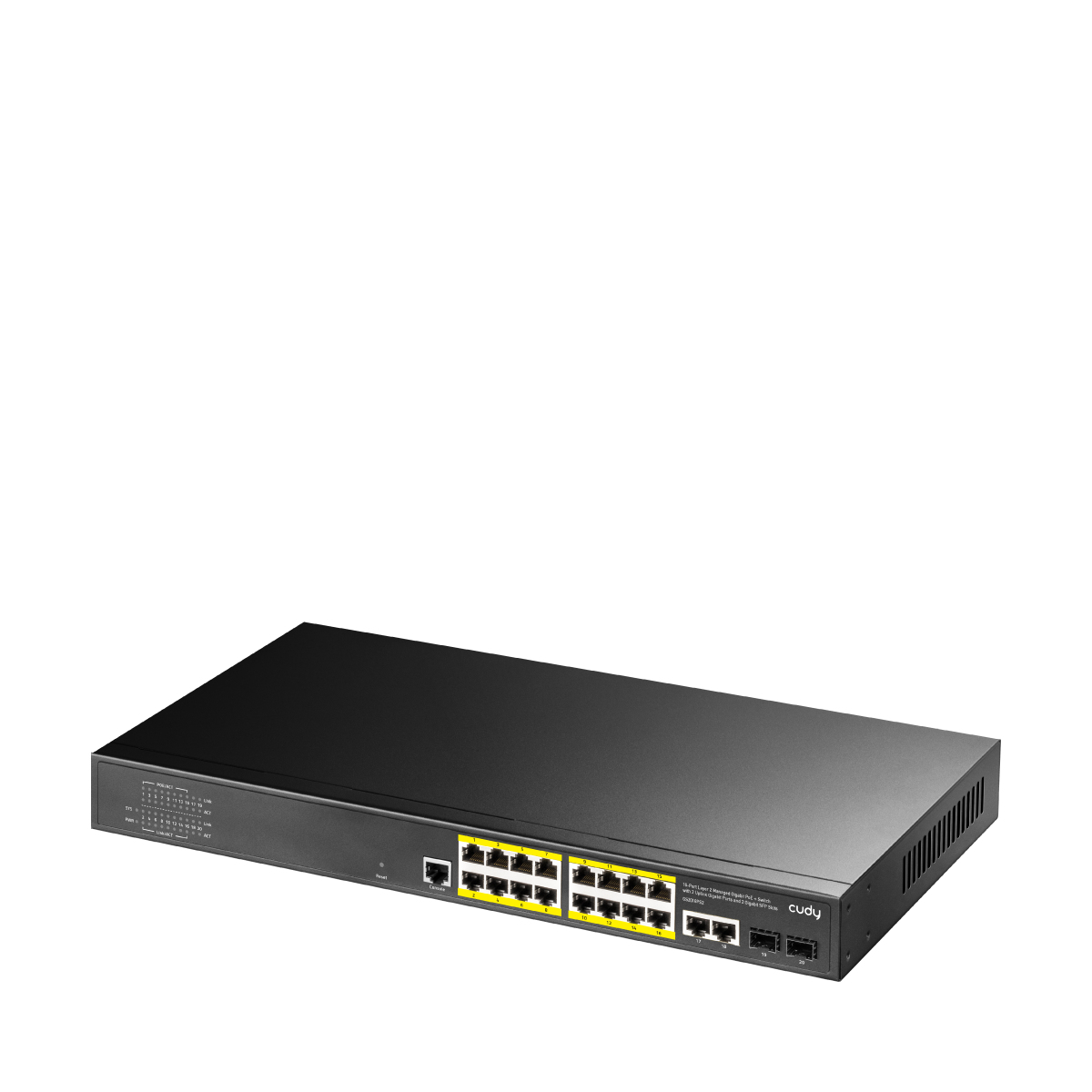 Cudy 16-Port Gigabit Managed PoE+ Switch with 2 Uplink GbE Ports and 2 SFP, GS2018PS2 1.0 – image 2