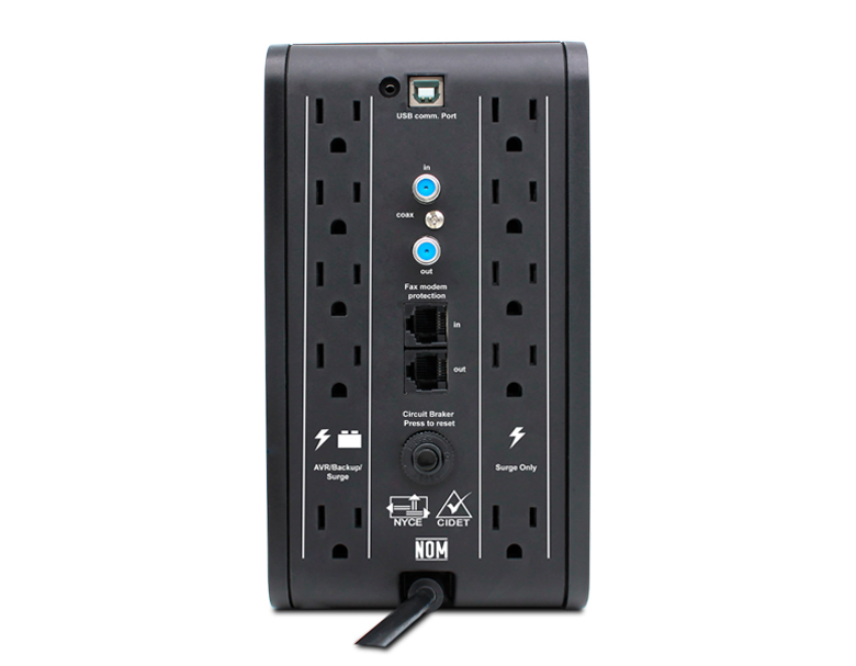 CDP RU-SMART751i 750VA/375W Smart UPS AVR, 10 Outlets, 560 Joules, RJ45 protection, 4 USB Charger port LCD, software 220 Vac – image 3