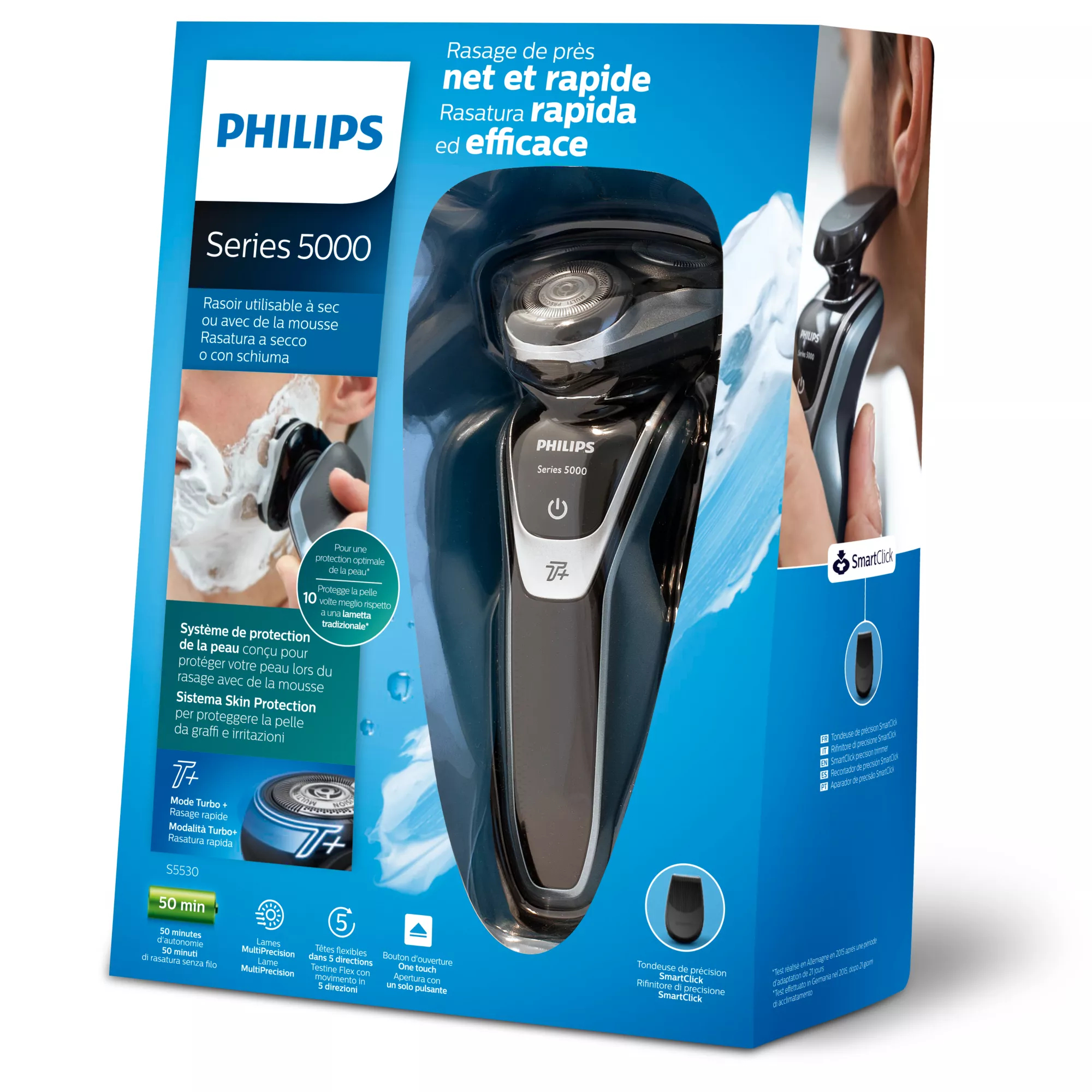 Philips SHAVER Series 5000 S5530/08 men's shaver Rotation shaver Trimmer Black, Blue – image 2