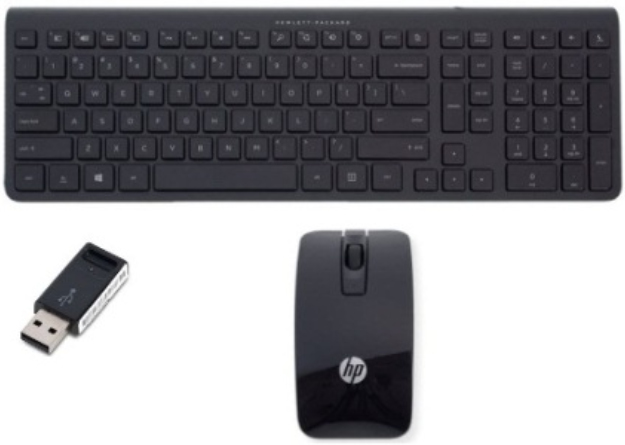 HP 704221-071 keyboard Mouse included Office RF Wireless Spanish Black – image 1