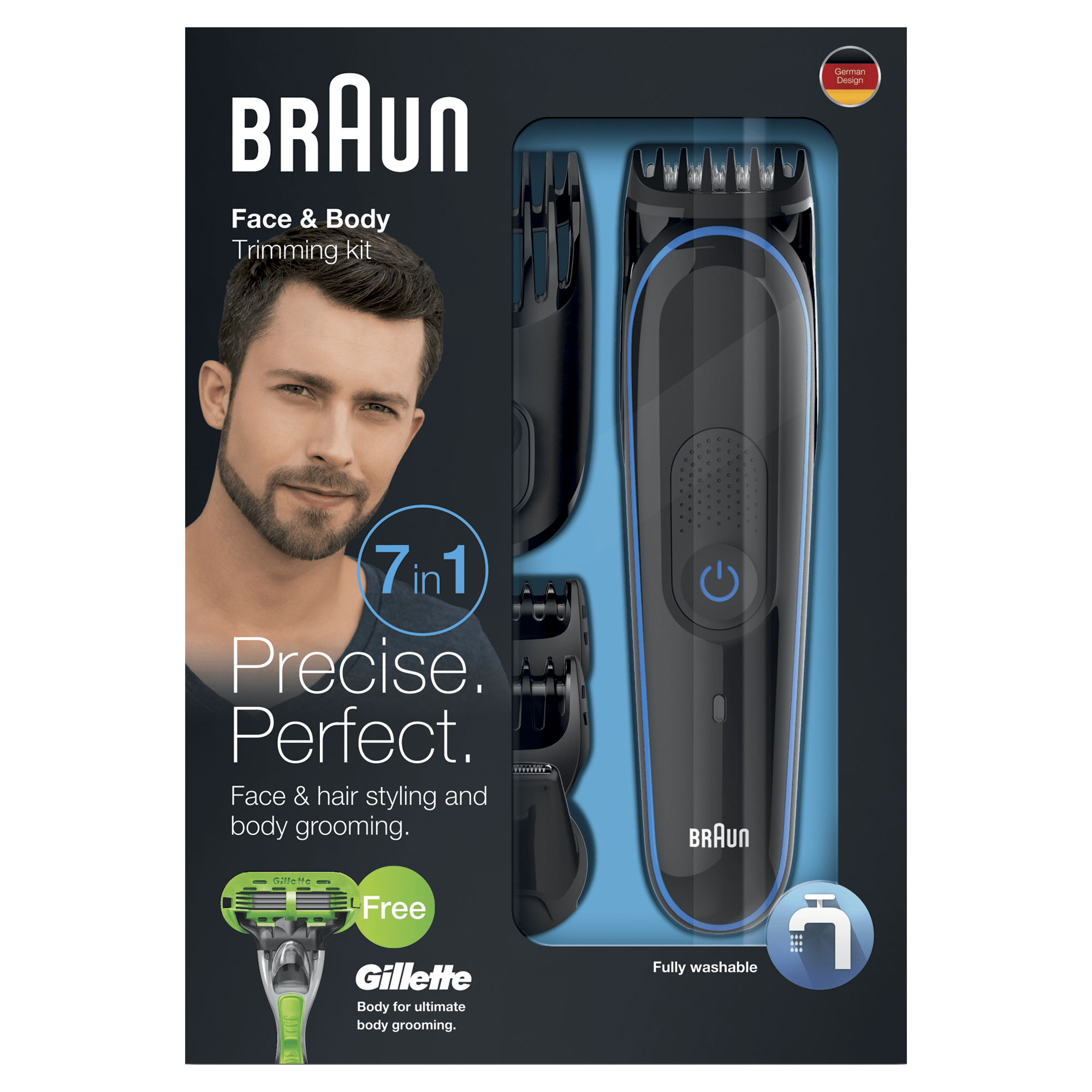 Braun Multigroomer 8-in-1 All-in-one trimmer MGK3042, Beard Trimmer & Hair Clipper, Black/Blue – image 2