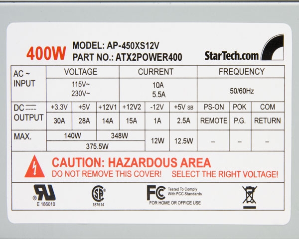 StarTech.com ATXPOWER400 power supply unit – image 4